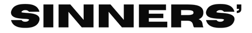 Black 'SINNERS' text on a white background